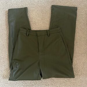 Green leather pants